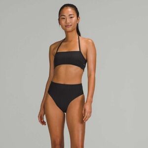 NWT Lululemon Ribbed Halter Cross-Back Swim Top *A/B Cups
Black